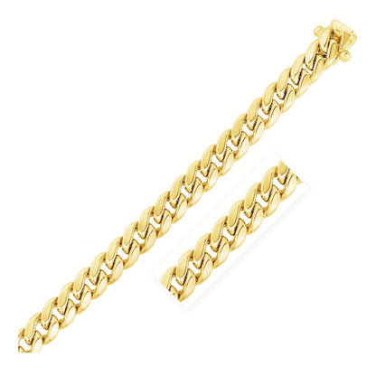 10.5mm 14k Yellow Gold Semi Solid Miami Cuban Chain Bids.com