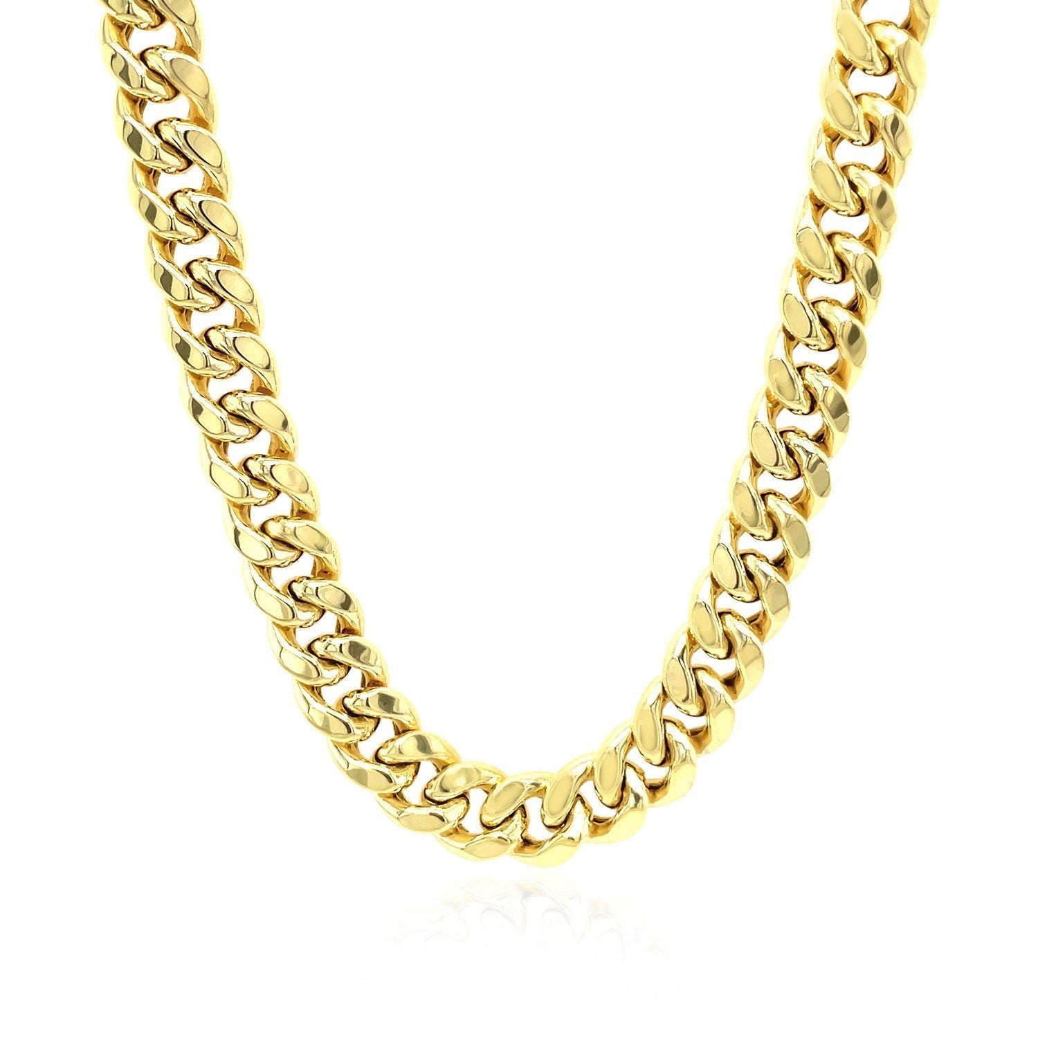 7.25mm 10k Yellow Gold Semi Solid Miami Cuban Chain Bids.com