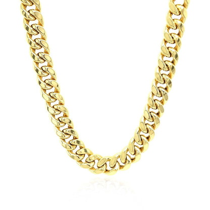 7.5mm 14k Yellow Gold Semi Solid Miami Cuban Chain Bids.com