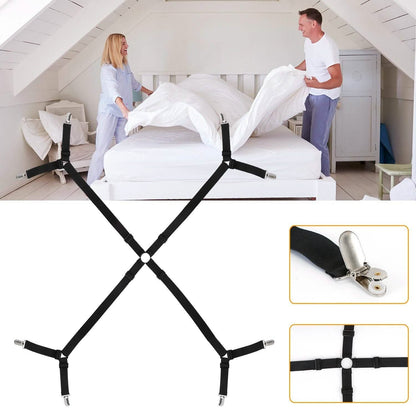 Bed Sheet Fasteners Adjustable Crisscross Elastic Sheet Suspenders DailySale