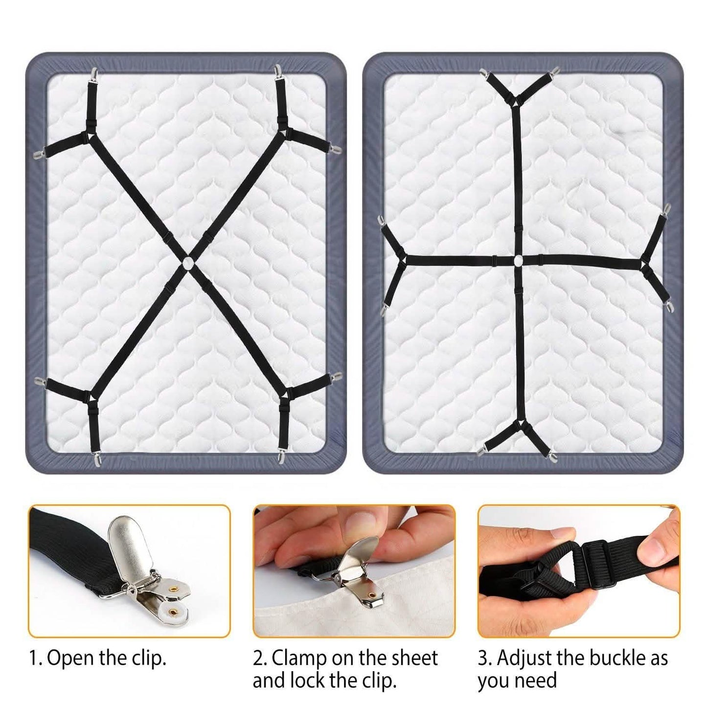 Bed Sheet Fasteners Adjustable Crisscross Elastic Sheet Suspenders DailySale