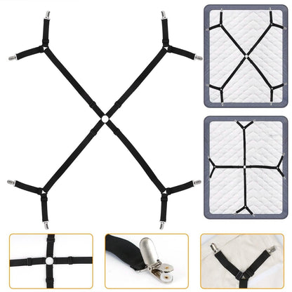 Bed Sheet Fasteners Adjustable Crisscross Elastic Sheet Suspenders DailySale