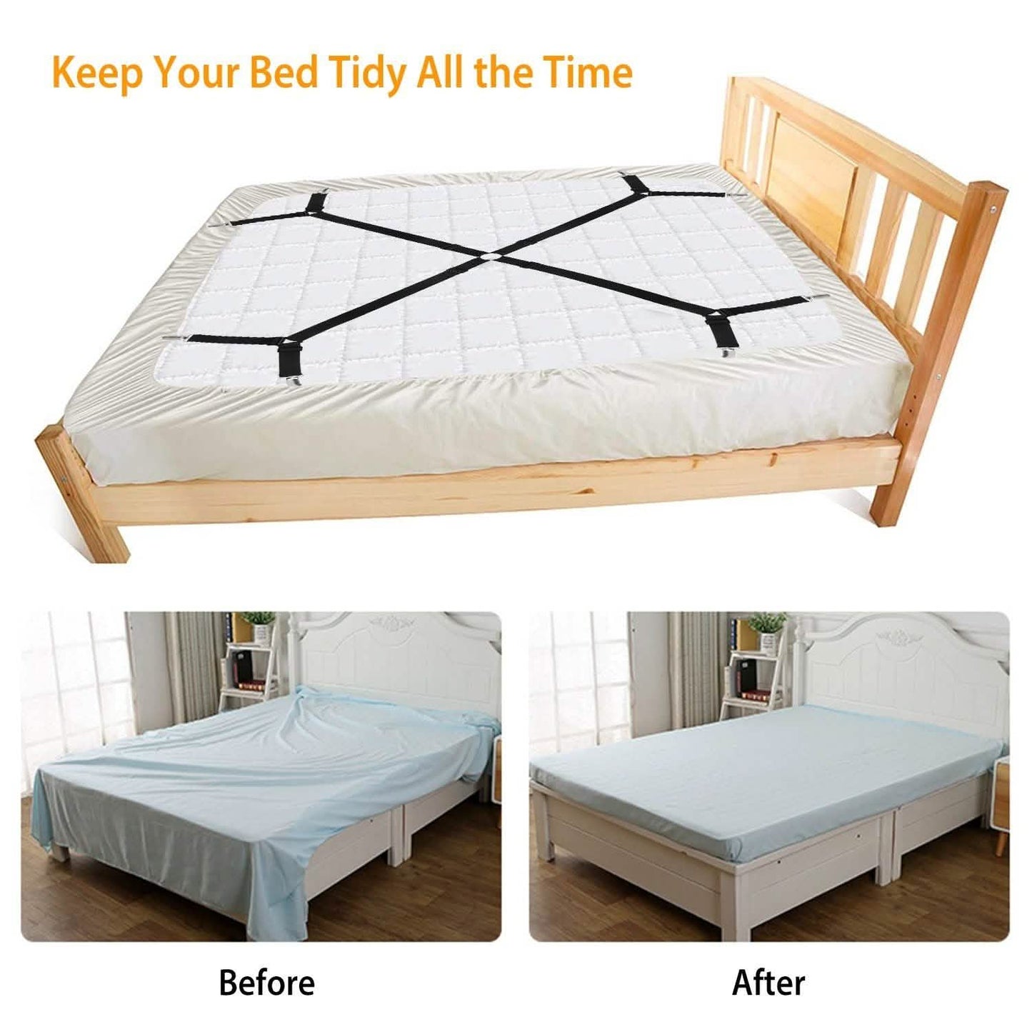 Bed Sheet Fasteners Adjustable Crisscross Elastic Sheet Suspenders DailySale
