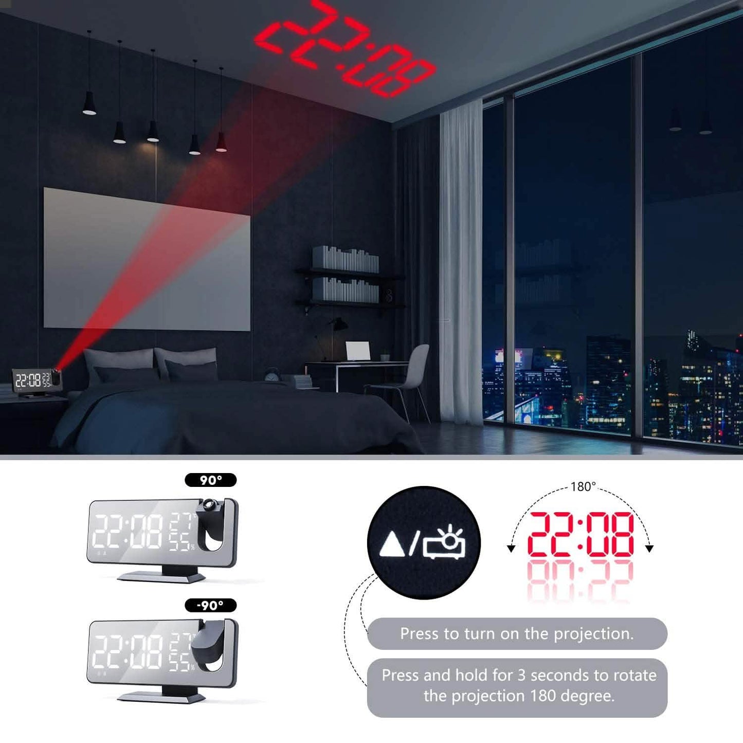Bedroom Projection Digital Alarm Clock DailySale