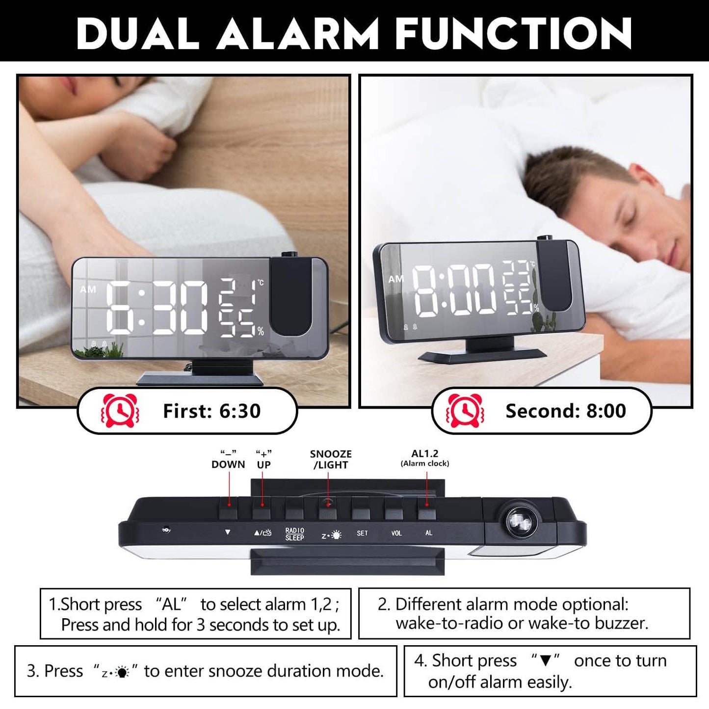 Bedroom Projection Digital Alarm Clock DailySale