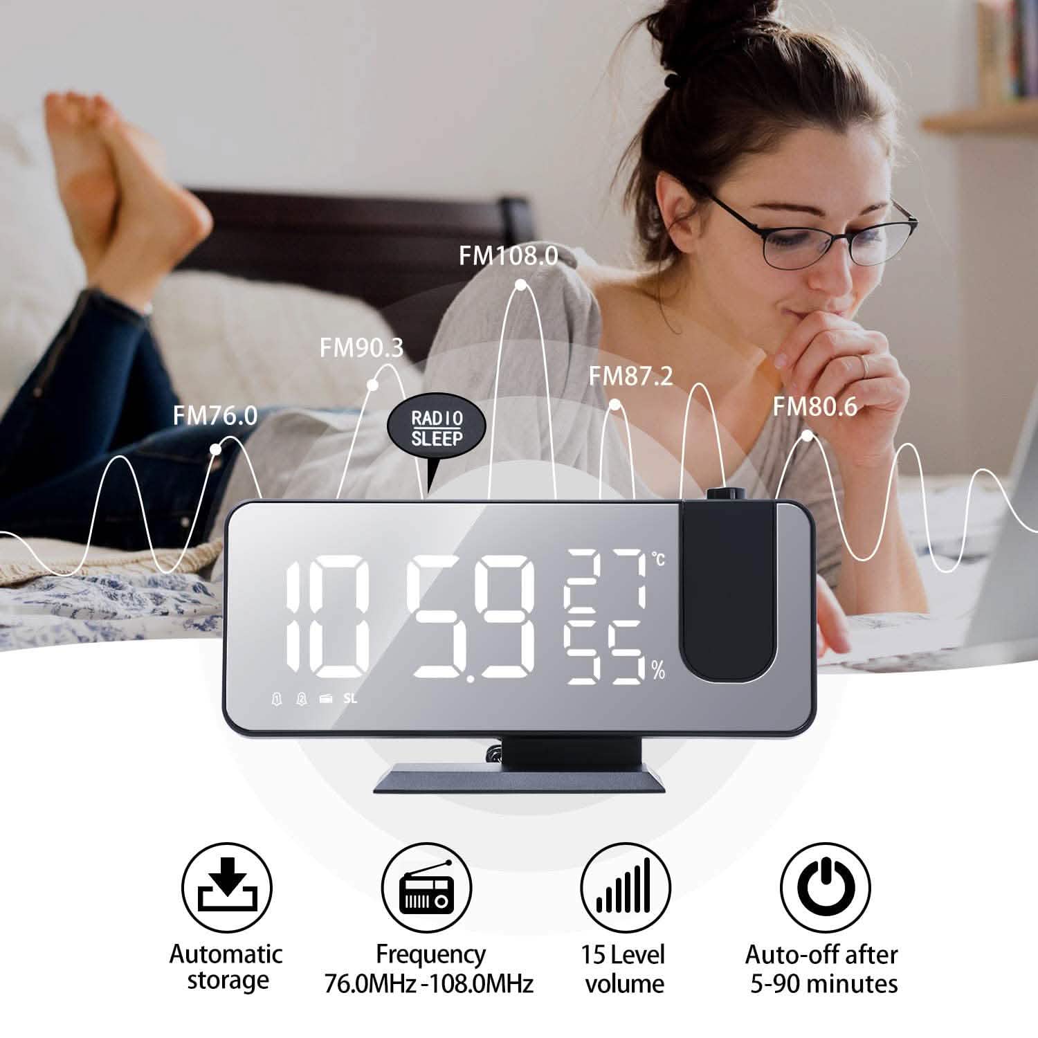 Bedroom Projection Digital Alarm Clock DailySale