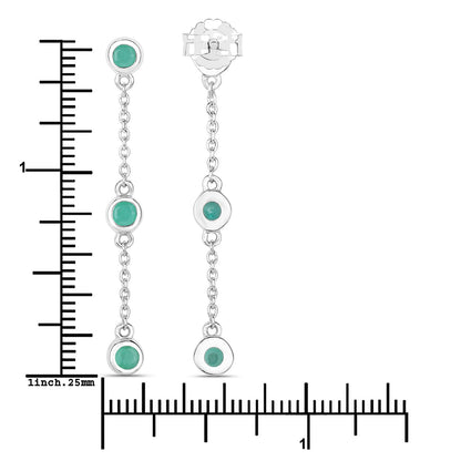 0.60 Carat Genuine Emerald .925 Sterling Silver Earrings Bids.com