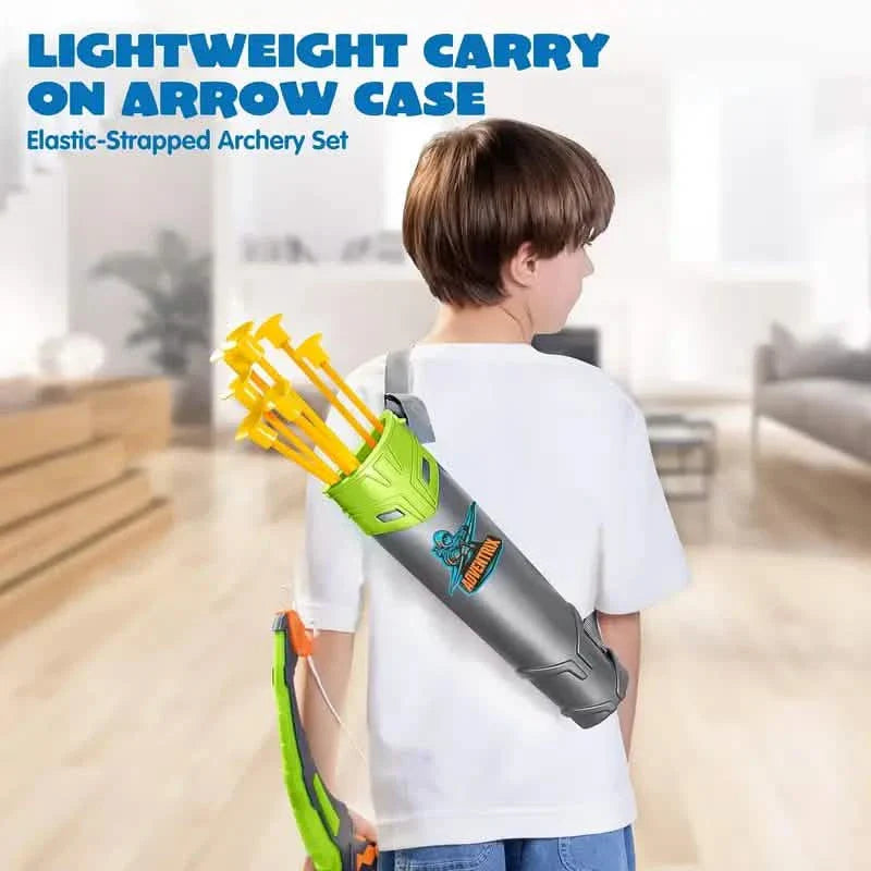 LED Bow & Arrow Toy Set for Kids Light-Up Archery Play Kit with Suction Cup Arrows (Blue/Green) DailySale