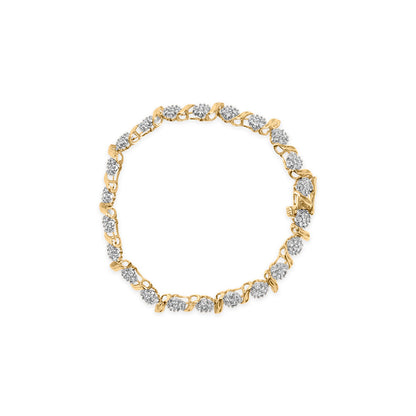 10K Yellow Gold 2.00 Cttw Round Cut Diamond 'S' Cluster Bracelet (J-K Color, I1-I2 Clarity) Bids.com