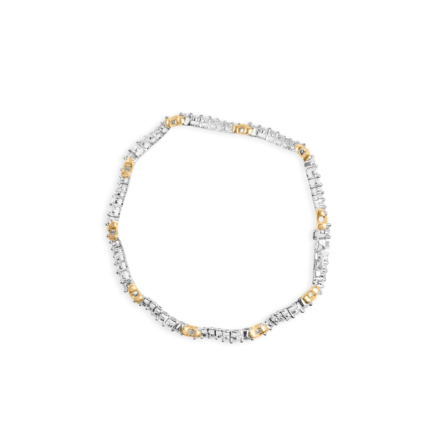 10K Two-Tone 2.00 Cttw Diamond "X" and Wave Link Bracelet (H-I Color, I1-I2 Clarity) - 7" Inches Bids.com