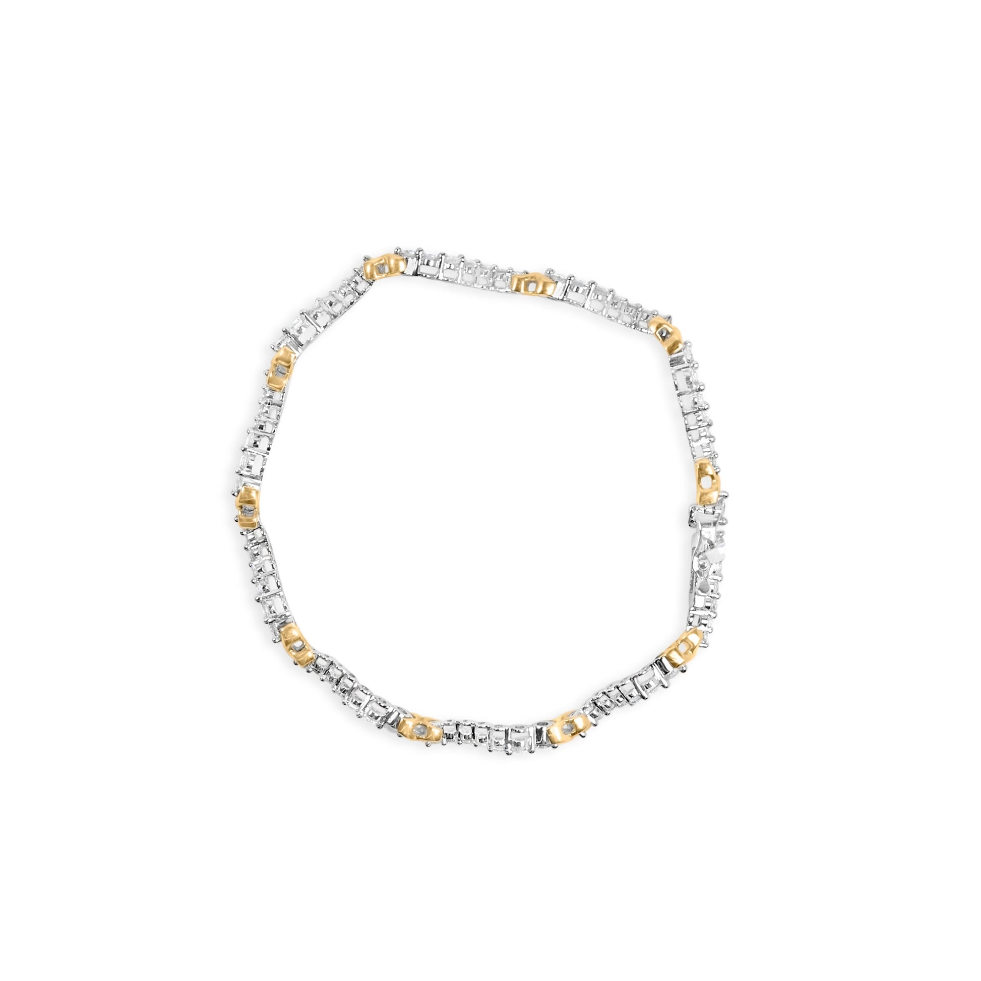 10K Two-Tone 2.00 Cttw Diamond "X" and Wave Link Bracelet (H-I Color, I1-I2 Clarity) - 7" Inches Bids.com