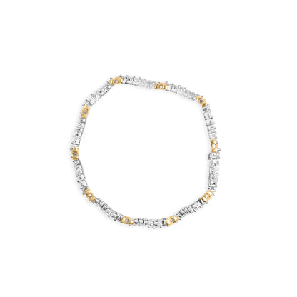 10K Two-Tone 2.00 Cttw Diamond "X" and Wave Link Bracelet (H-I Color, I1-I2 Clarity) - 7" Inches Bids.com