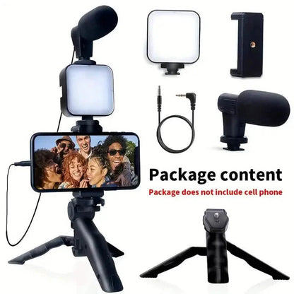 Beginner Video Blogging Kit with a 10-inch Tripod, Phone Holder, and Mini Shotgun Microphone DailySale