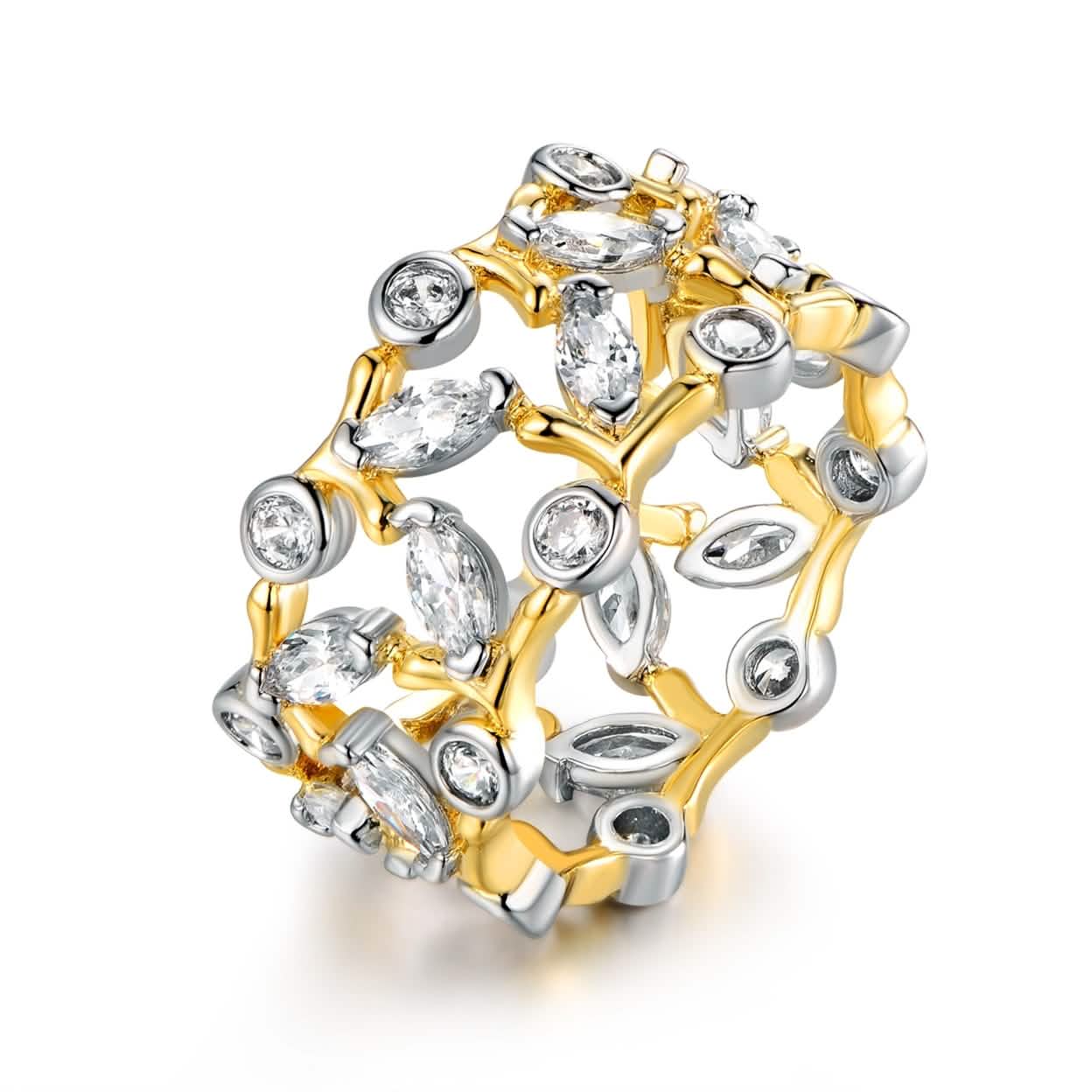 Rhodium Plated Cubic Zirconia Ring - Size: 8 DailySale