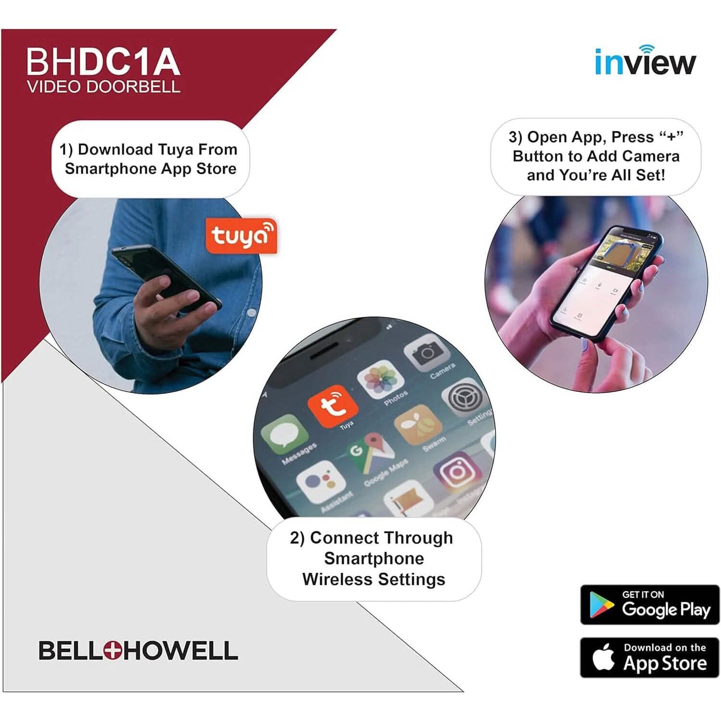 Bell+Howell InView BHDC1 1080p Door Bell Camera + BHCH1A Chime Kit (White) (Refurbished) DailySale