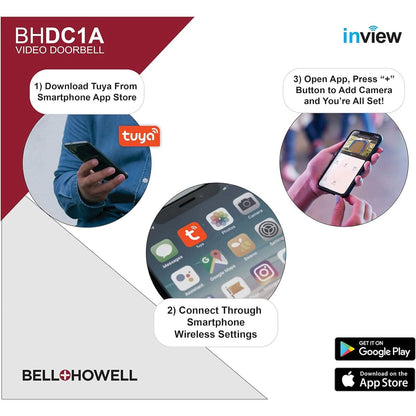 Bell+Howell InView BHDC1 1080p Door Bell Camera + BHCH1A Chime Kit (White) (Refurbished) DailySale