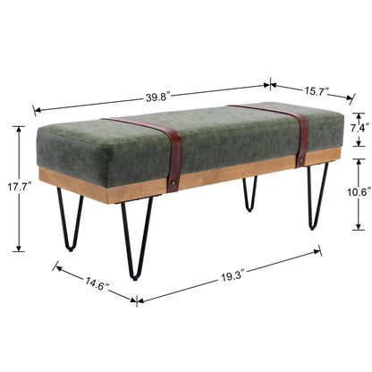 Bench for Bedroom Entryway Linen Ottoman Fabric Upholstered with Soft Cushion and Solid Wood Frame DailySale