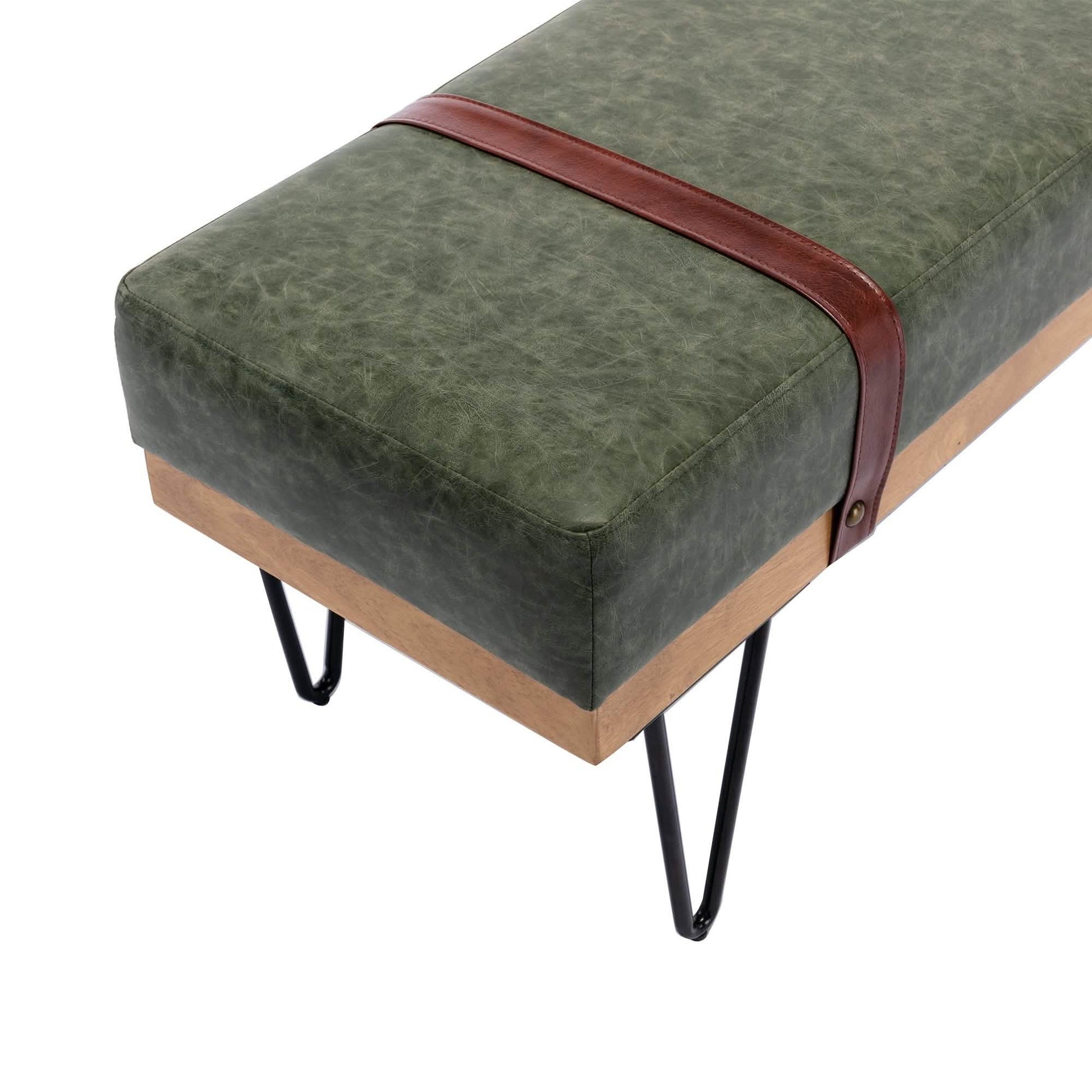 Bench for Bedroom Entryway Linen Ottoman Fabric Upholstered with Soft Cushion and Solid Wood Frame DailySale