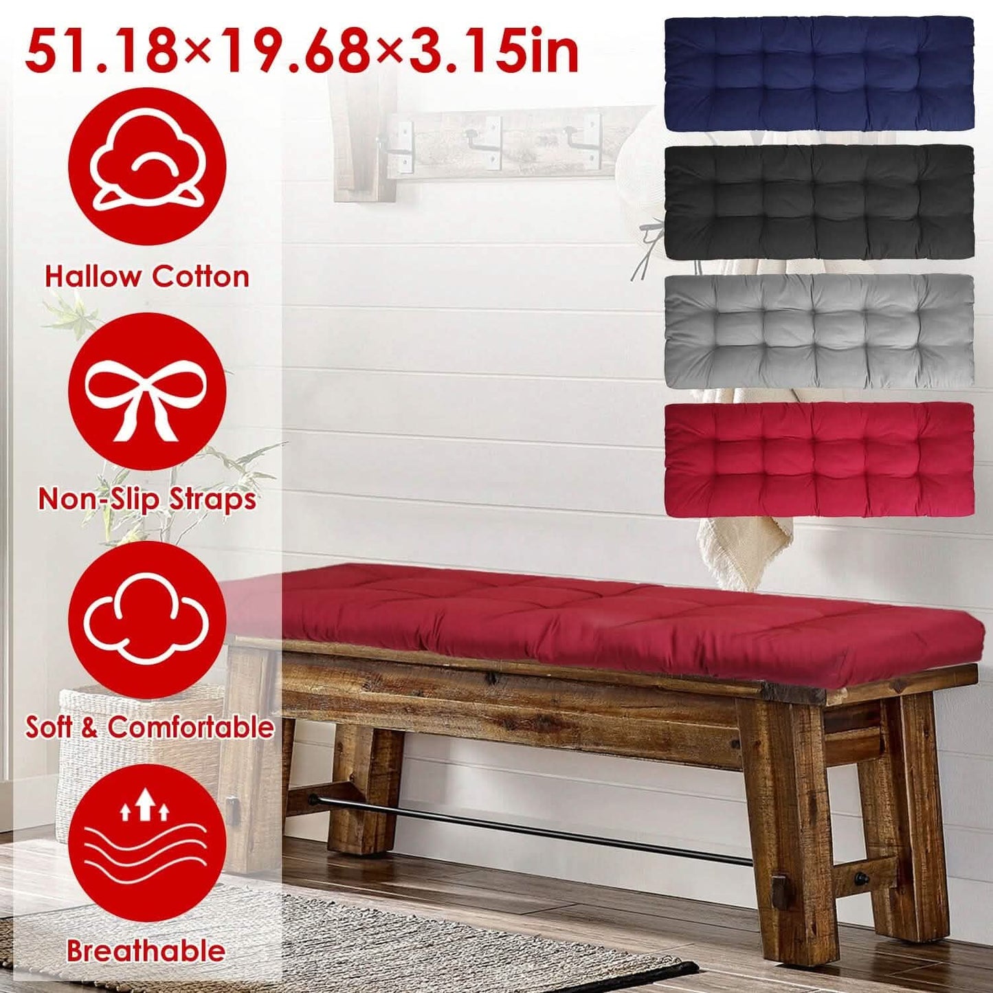 Bench Seat Cushion for Indoor Outdoor Furniture Non-Slip DailySale