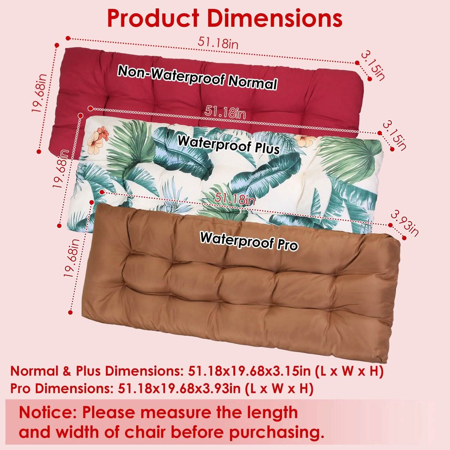 Bench Seat Cushion for Indoor Outdoor Furniture Non-Slip DailySale