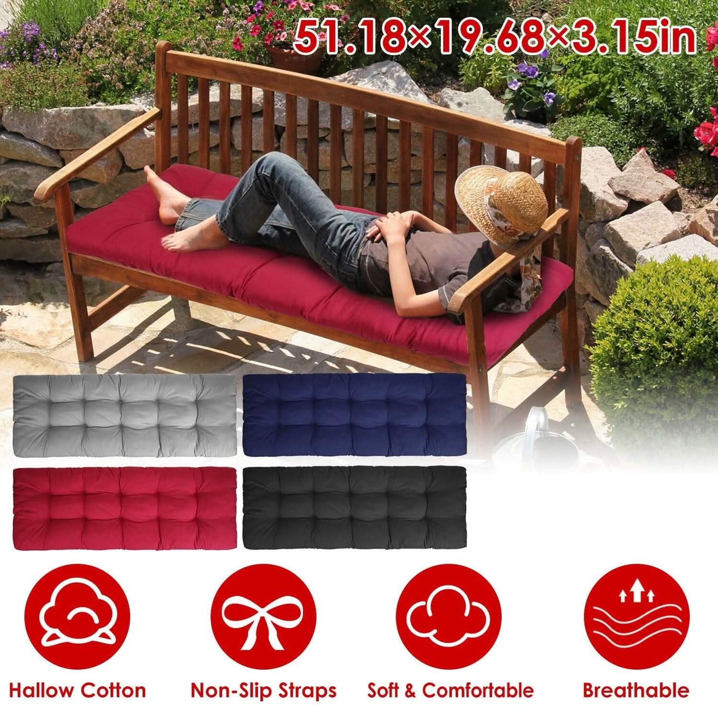 Bench Seat Cushion for Indoor Outdoor Furniture Non-Slip DailySale
