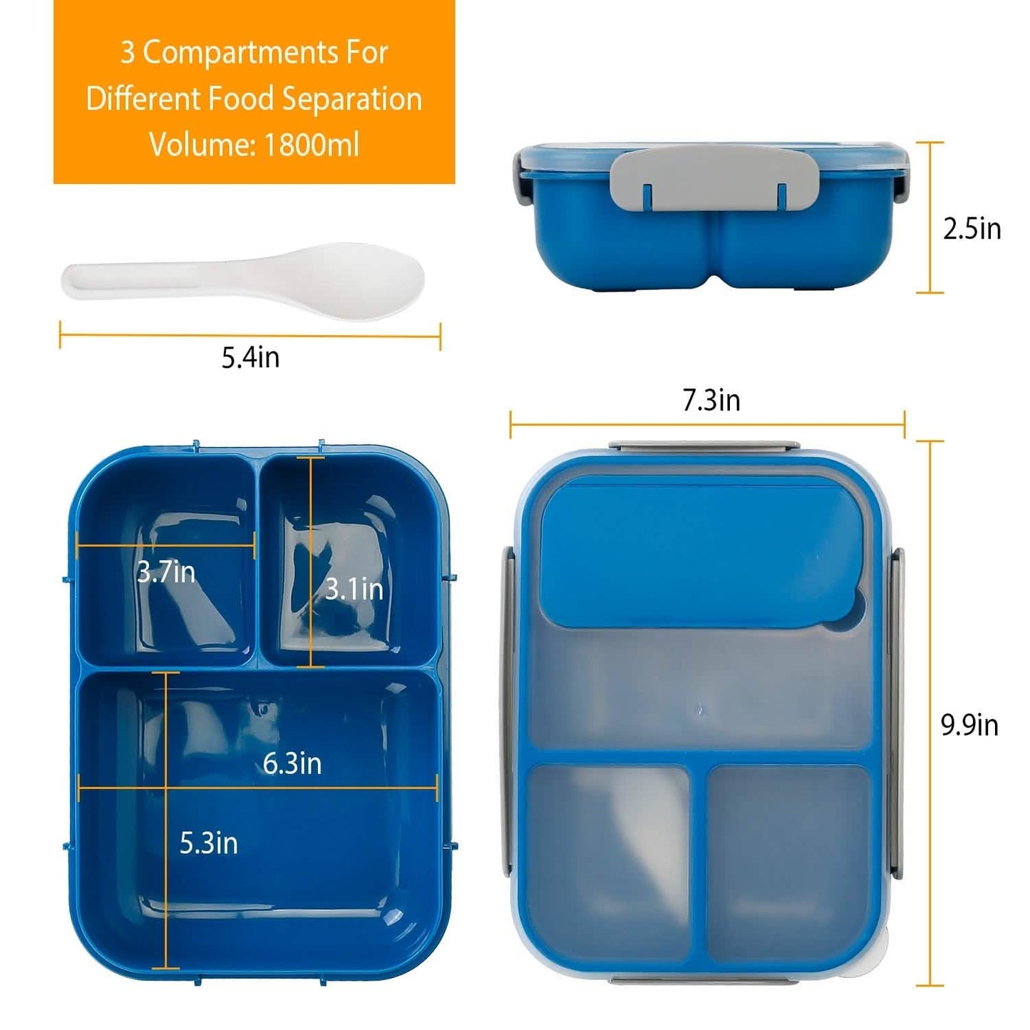 Bento Box Portable Lunch Box Picnic Food Storage with 3 Compartments DailySale
