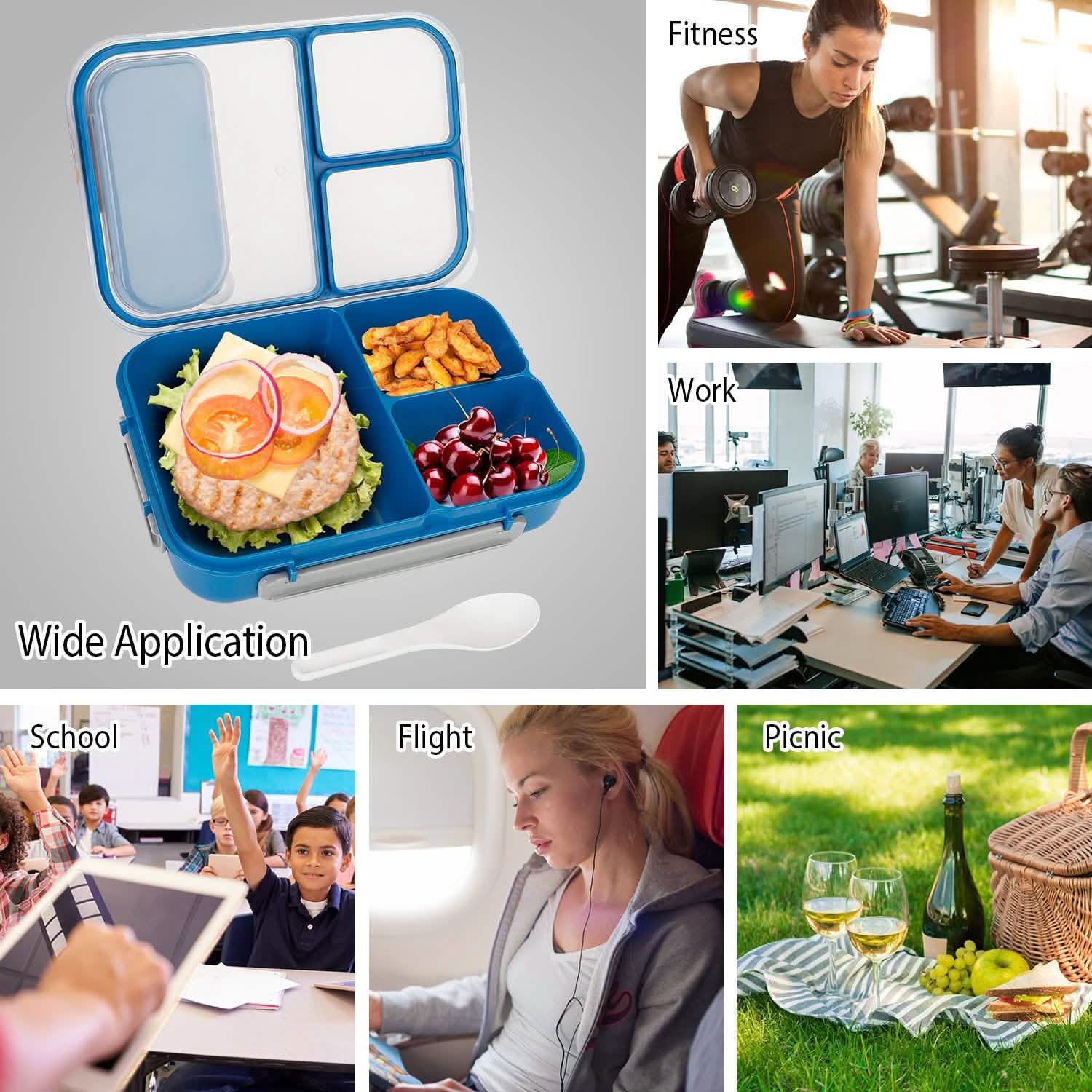 Bento Box Portable Lunch Box Picnic Food Storage with 3 Compartments DailySale