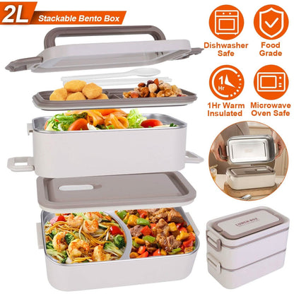 Bento Lunch Box 3 Stackable Food Container with Chopsticks and Spoon DailySale