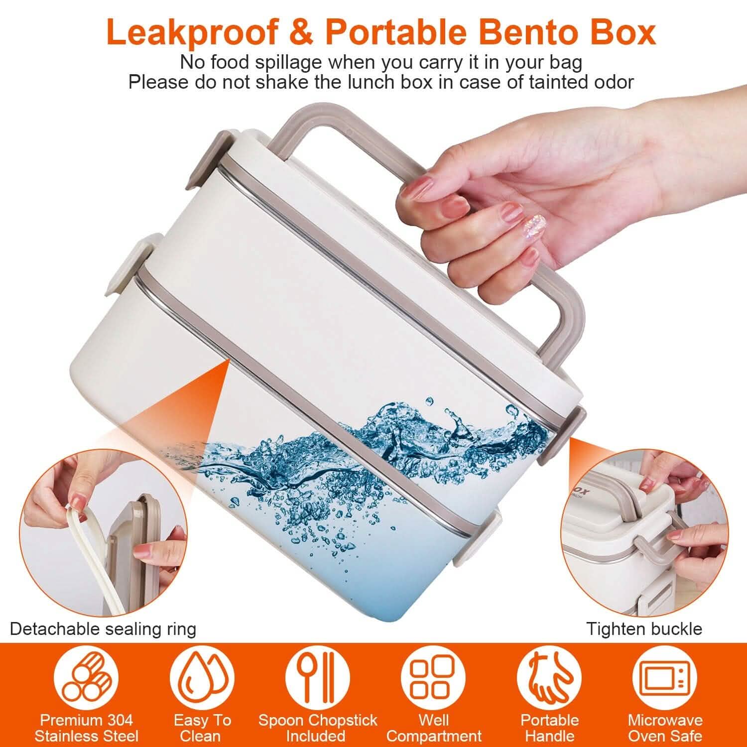 Bento Lunch Box 3 Stackable Food Container with Chopsticks and Spoon DailySale