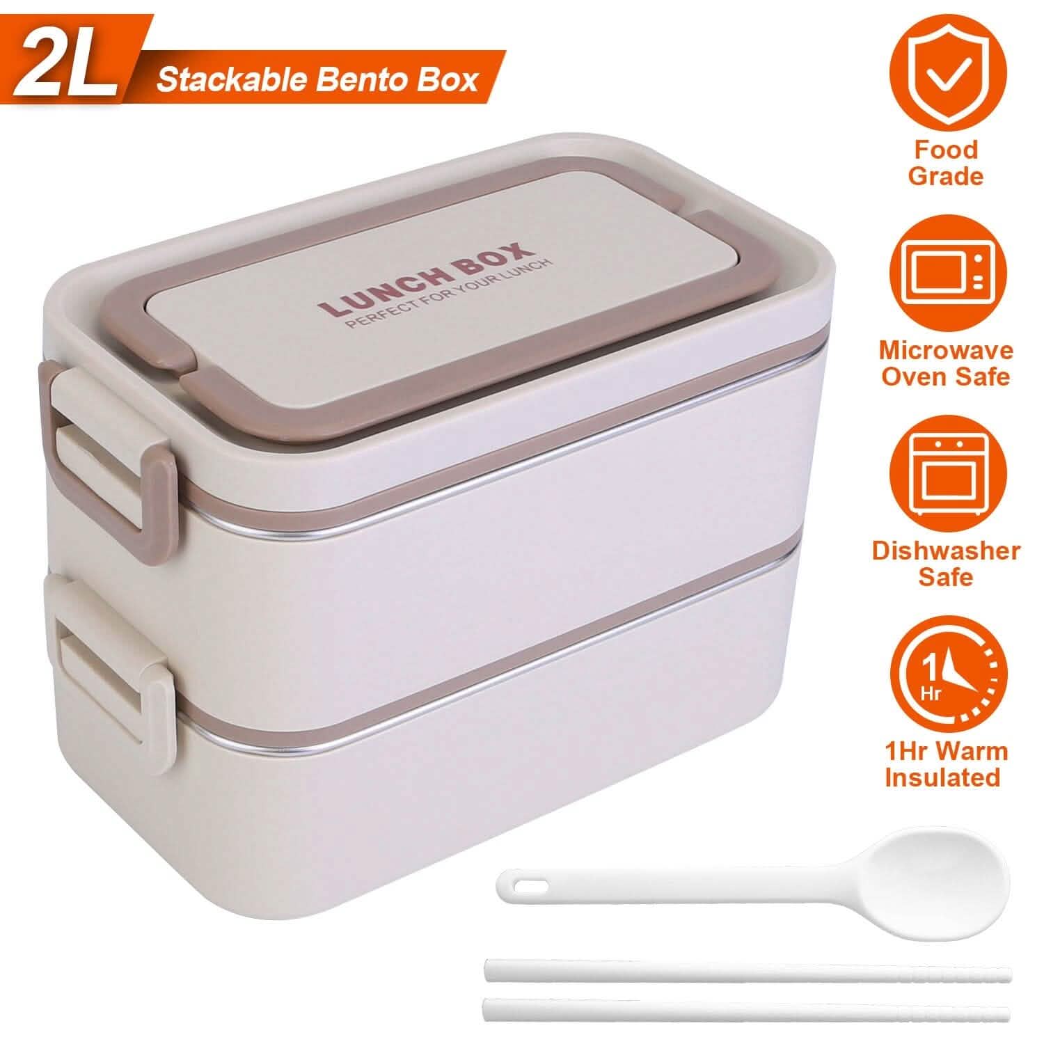 Bento Lunch Box 3 Stackable Food Container with Chopsticks and Spoon DailySale