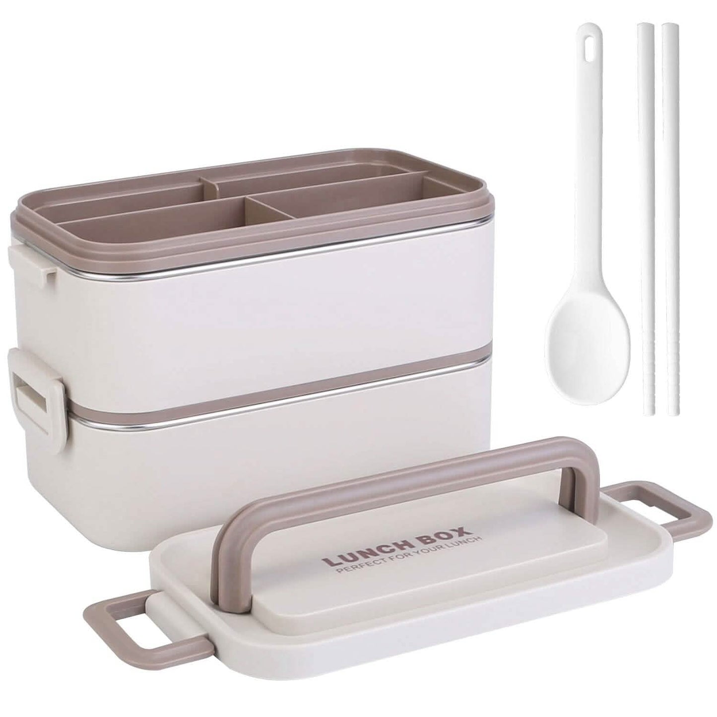 Bento Lunch Box 3 Stackable Food Container with Chopsticks and Spoon DailySale