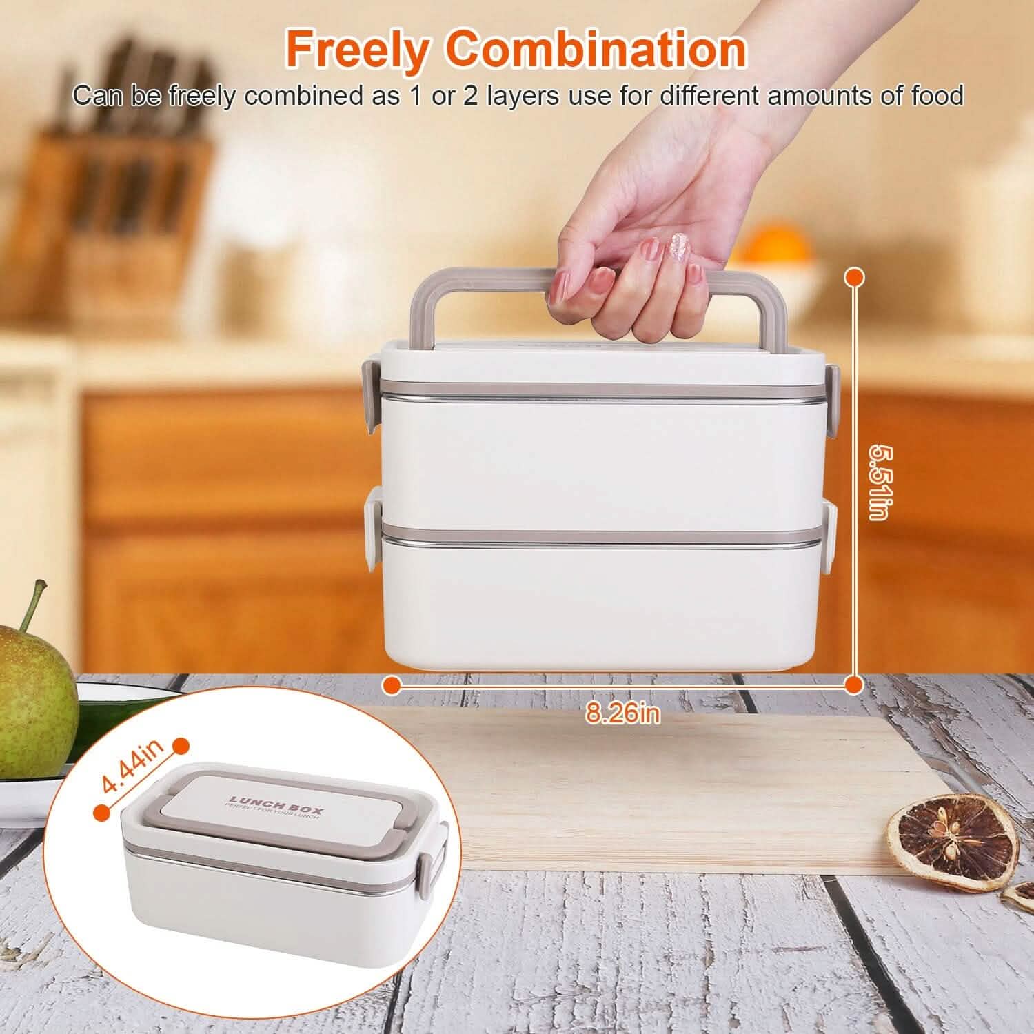 Bento Lunch Box 3 Stackable Food Container with Chopsticks and Spoon DailySale