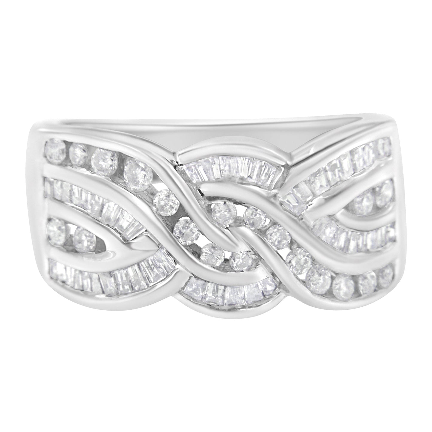 10K White Gold Diamond Bypass Ring (1 Cttw, H-I Color, I1-I2 Clarity) - Size 6-3/4 Bids.com