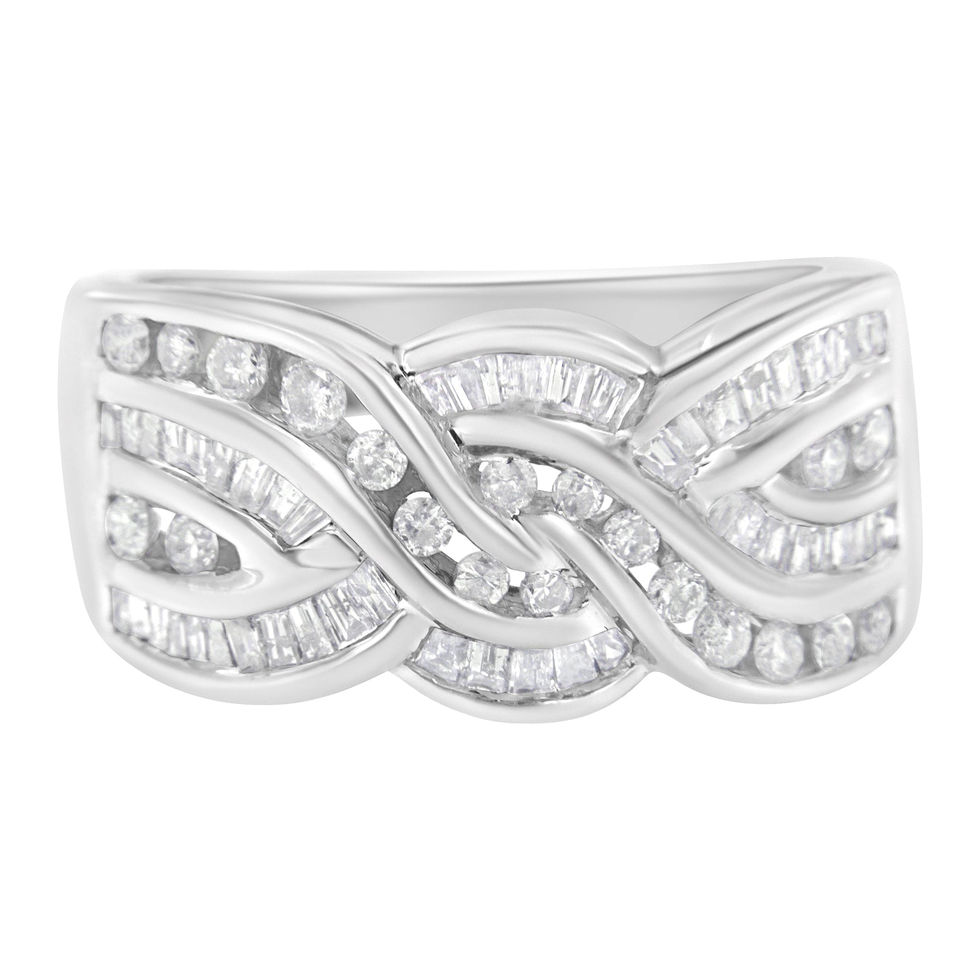 10K White Gold Diamond Bypass Ring (1 Cttw, H-I Color, I1-I2 Clarity) - Size 6-3/4 Bids.com