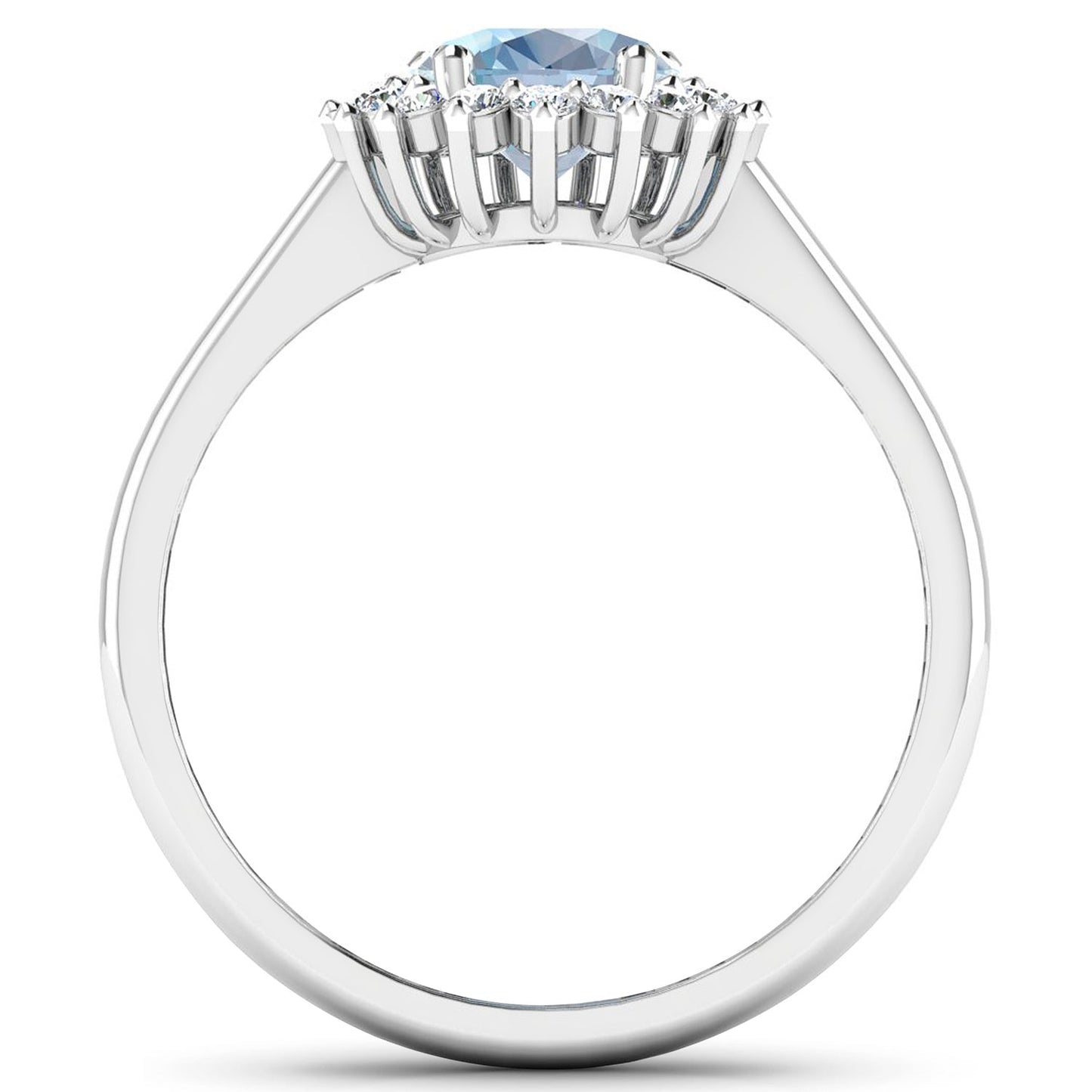 1.62 Carat Genuine Aquamarine and White Diamond 14K White Gold Ring Bids.com