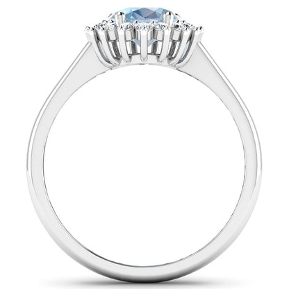1.62 Carat Genuine Aquamarine and White Diamond 14K White Gold Ring Bids.com