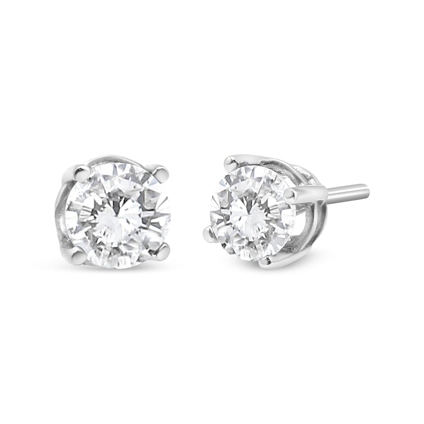 14K White Gold 3/4 Cttw Lab Grown Diamond 4-Prong Classic Stud Earrings (F-G Color, VS2-SI1 Clarity) Bids.com