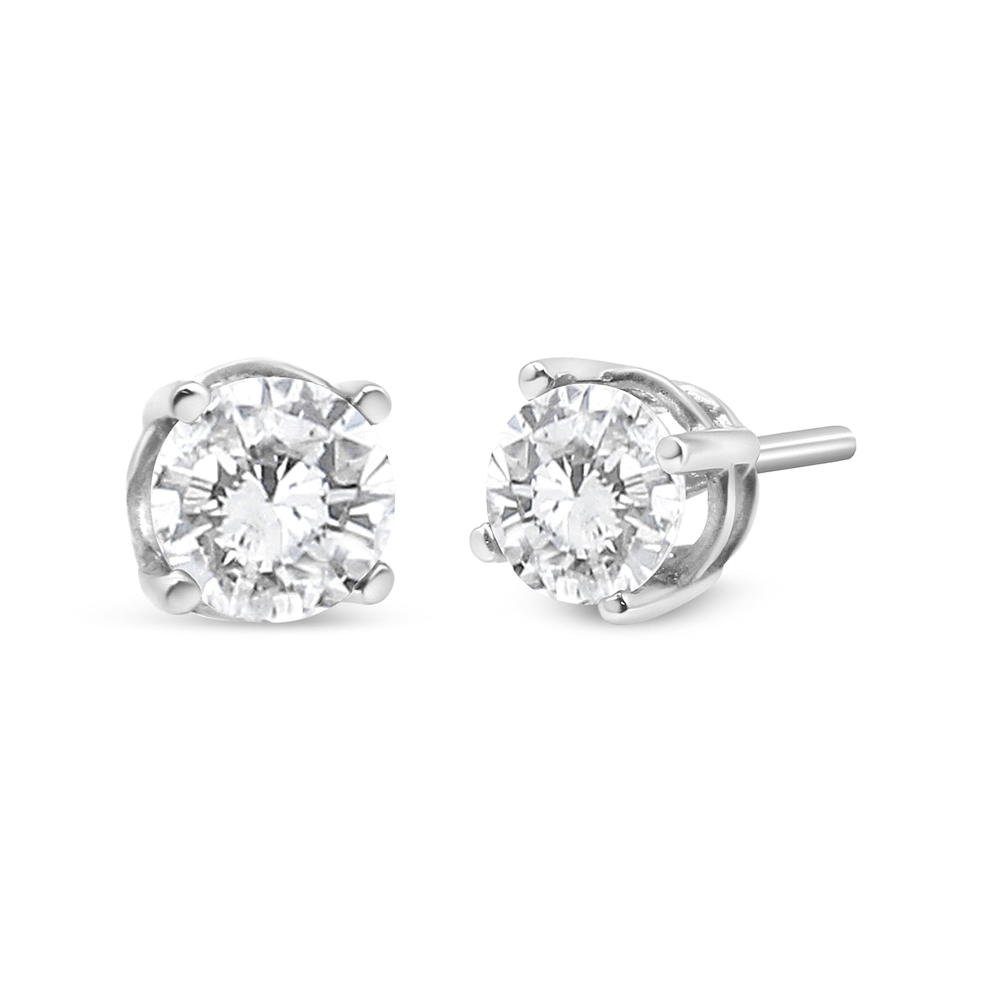 14K White Gold 3/4 Cttw Lab Grown Diamond 4-Prong Classic Stud Earrings (F-G Color, VS2-SI1 Clarity) Bids.com