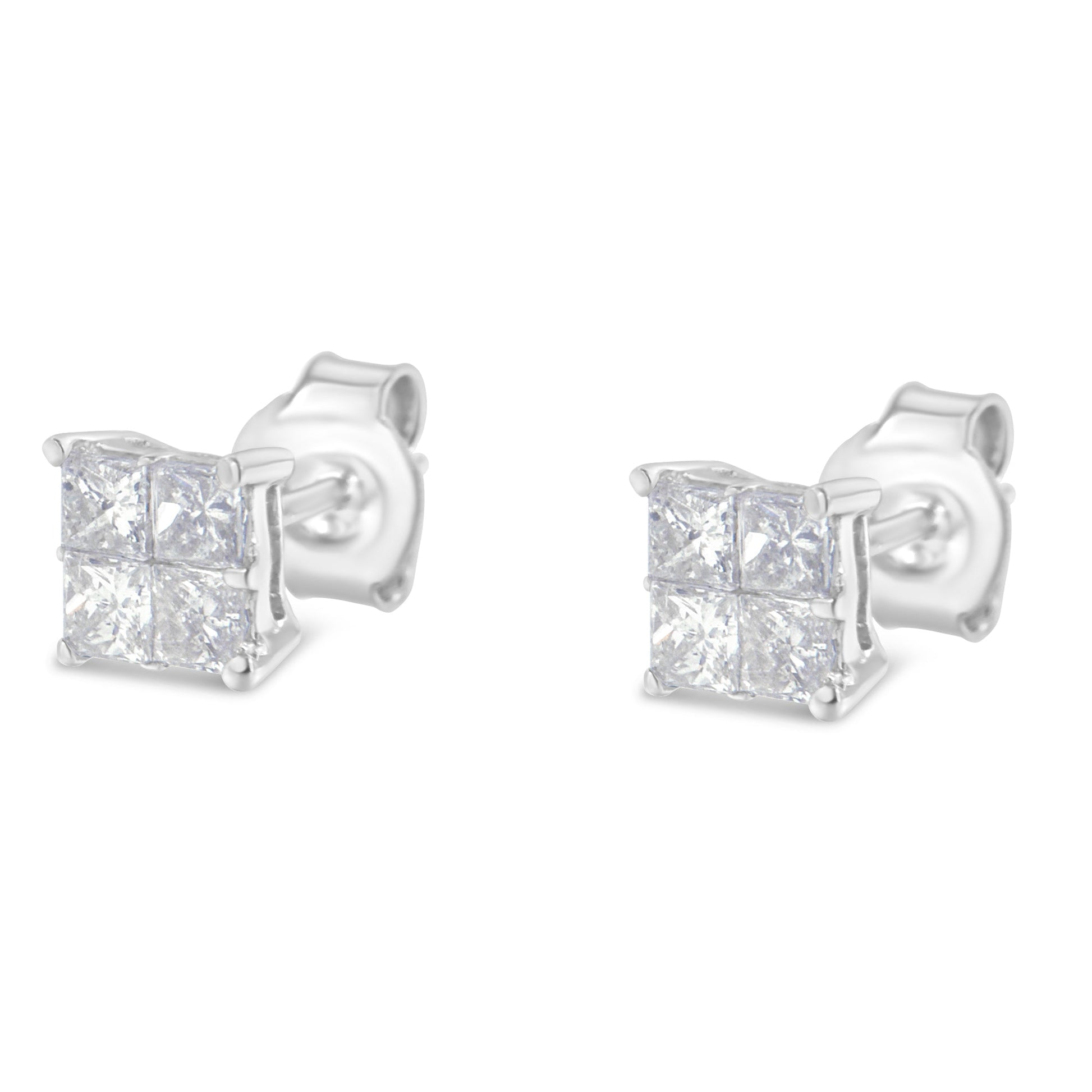 10K White Gold Diamond Stud Earrings (3/4 cttw, H-I Color, SI2-I1 Clarity) Bids.com