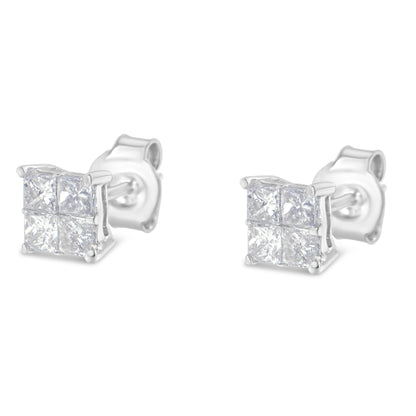 10K White Gold Diamond Stud Earrings (3/4 cttw, H-I Color, SI2-I1 Clarity) Bids.com