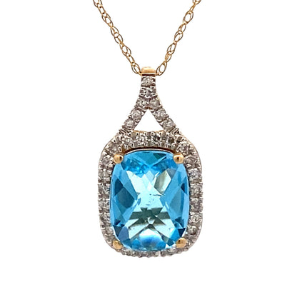 Blue Topaz Diamond Fashion Pendants 14KT Yellow Gold Bids.com