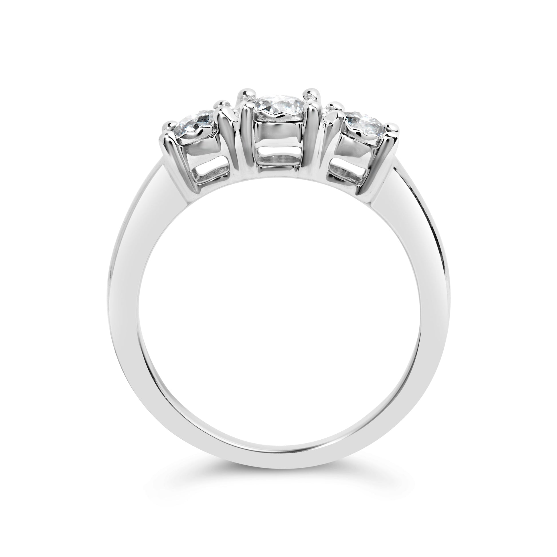 14K White Gold 1/2 Cttw Miracle Set Round Lab Grown Diamond Three Stone Illusion Plate Ring (F-G Color, VS1-VS2 Clarity) - Ring Size 7 Bids.com