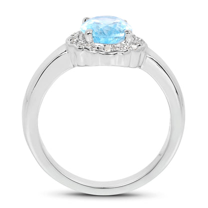 2.58 Carat Genuine  Blue Topaz and White Topaz .925 Sterling Silver Ring Bids.com