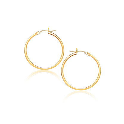14k Yellow Gold Polished Hoop Earrings (2x40mm) Bids.com
