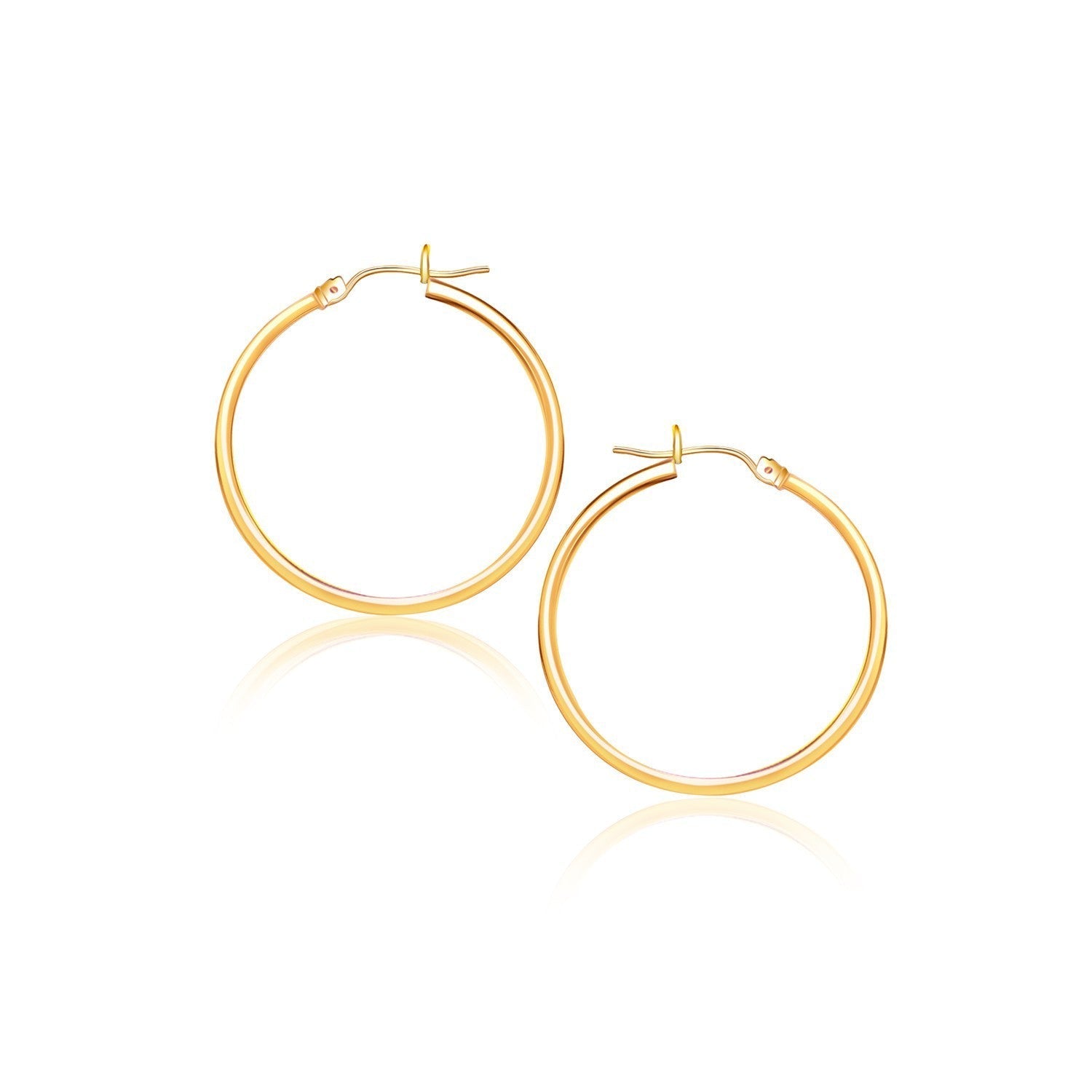 14k Yellow Gold Polished Hoop Earrings (2x40mm) Bids.com
