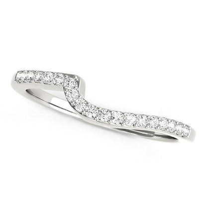 14k White Gold Curved Design Round Diamond Wedding Band (1/4 cttw) Bids.com