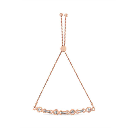 14K Yellow Gold Plated .925 Sterling Silver Channel Set Diamond Accent Twist 4â€-10â€ Adjustable Bolo Bracelet (I-J Color, I3 Clarity) Bids.com