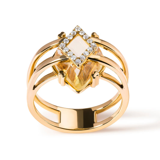 14K Yellow Gold 15x15 MM Marquise Cut Yellow Topaz and Diamond Accent Statement Cocktail Ring (G-H Color, SI1-SI2 Clarity) Bids.com