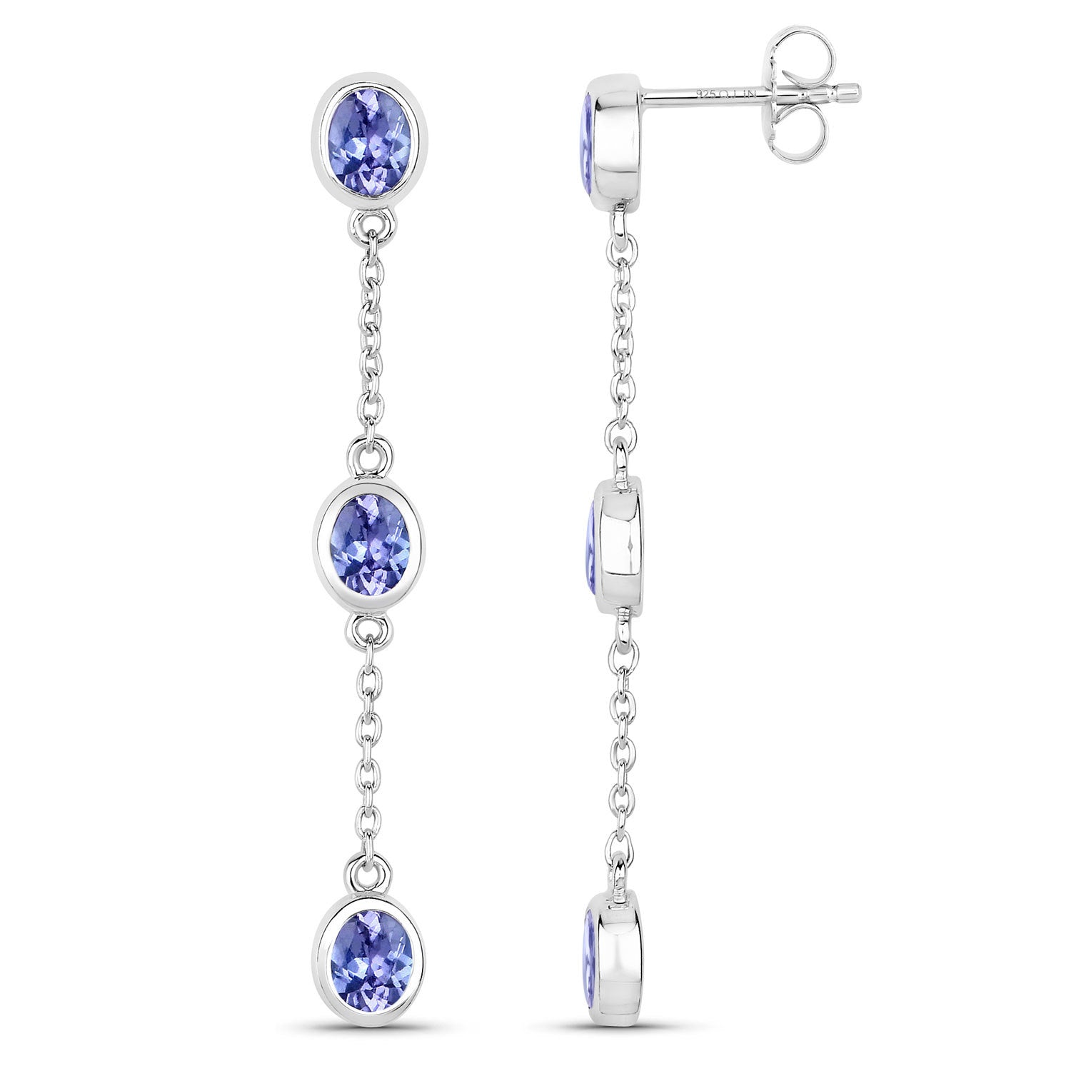 1.98 Carat Genuine Tanzanite .925 Sterling Silver Earrings Bids.com