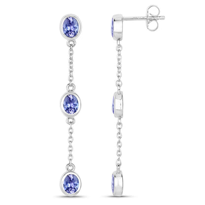 1.98 Carat Genuine Tanzanite .925 Sterling Silver Earrings Bids.com